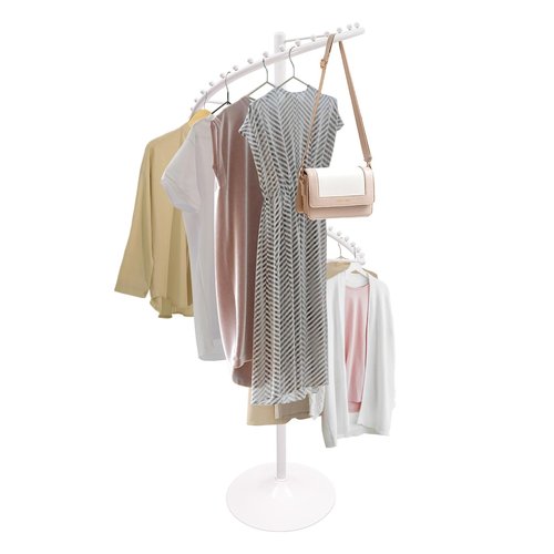 Lzerahera Spiral Rotating Clothing Rack, 360° Spiral Retail Costumer Heavy Duty Garment Rack with 38 Ball for Retail Stores, Bedroom, Living Rooms (White)