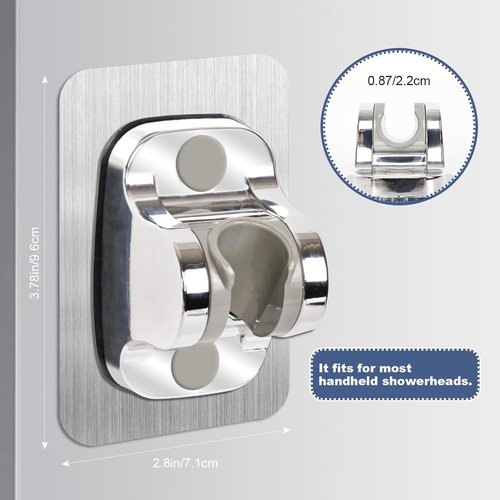 2PC Strong Adhesive Shower Head Holder - Adjustable No Drilling Wall Mount for Shower Wand Holder, Bathroom Shower Bracket with Black & White,Suitable for Installation On Bathroom