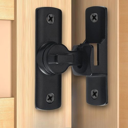 Creative Sliding Door Latches Window Drawers Cabinet Aluminum Alloy Locks Anti-Theft Door Buckle Bolt Home Hardware Tools Black 7.5 * 2.3 * 2.5cm