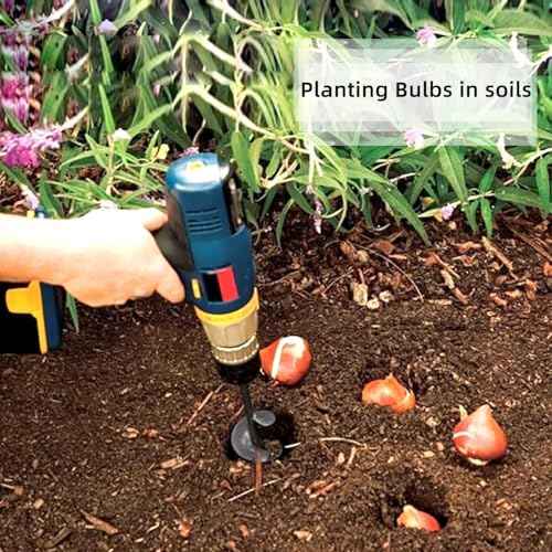 Garden Auger Drill Bit for Planting 1.6x9in, Ground Earth Spiral Auger Drill for 3/8" Hex Drive, Yard Auger for Bulbs, Flowers & Bedding Digging, Planter Tool