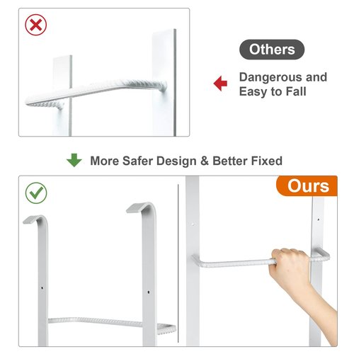 KodMtiz 3-Rung Fire Escape Ladder, 34.25" x 17.91"(LxW) Basement Egress, Heavy Duty Metal Ladder for Fire Emergency Home Safety, (3-Rung, Gray)