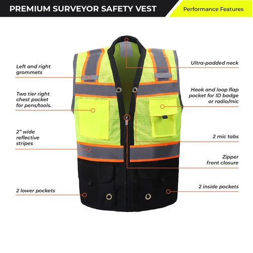 Shine Bright Safety Vest - High Visibility with Reflective Straps and Pockets – Premium, Soft, Durable, and Breathable – ANSI CLASS 2 (Size Medium, Black)