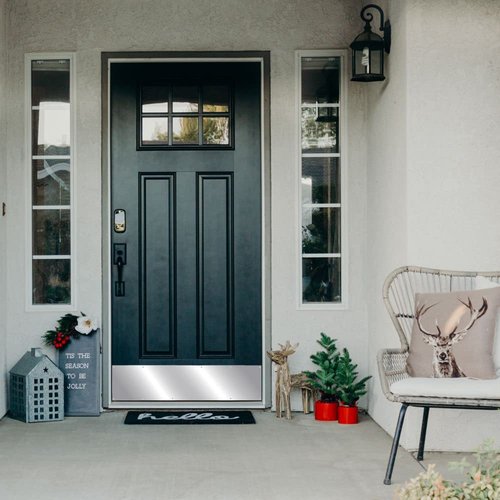 GALOFAY Door Metal Kick Plate 6x28 inches Aluminum Decorative Plates Protector for 30 inches Front Doors, 18 Ga Thickness 6"x 28" (Silver)