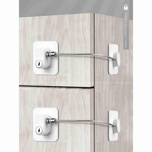 Child Safety Locks Baby Proof Refrigerator Lock Strong Adhesive Guard Lock with Keys for Fridge, Cabinets, Drawers