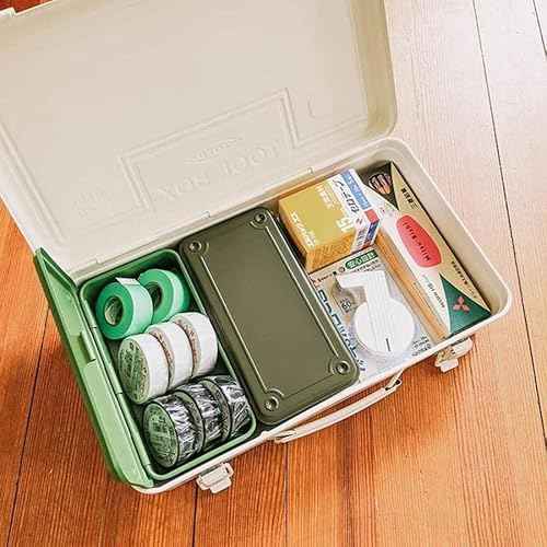 T-190 MG (MILITARY GREEN) H7.99¡¿W4.29¡¿D2.20inch Steel Trunk For Pegs, Metal fittings, Pen, Accessory, And Utility Knife Made In Japan