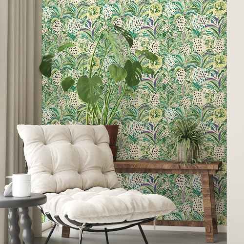 Green Leaf Wallpaper Boho Peel and Stick Wallpaper Modern 17.3"x78.8" Abstract Tropical Wallpapers Botanical Contact Paper for Cabinets Jungle Self Adhesive Removable Wall paper Waterproof Decor Vinyl