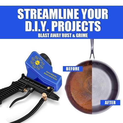 NANPU Air Sand Blaster Gun with Siphon & Gravity Feed for Air Compressor, Ceramic Nozzle, Metal Body, Paint/Rust Remover for Metal, Wood & Glass Etching, for Aluminum/Sand/Walnut Shells/Soda Blasting