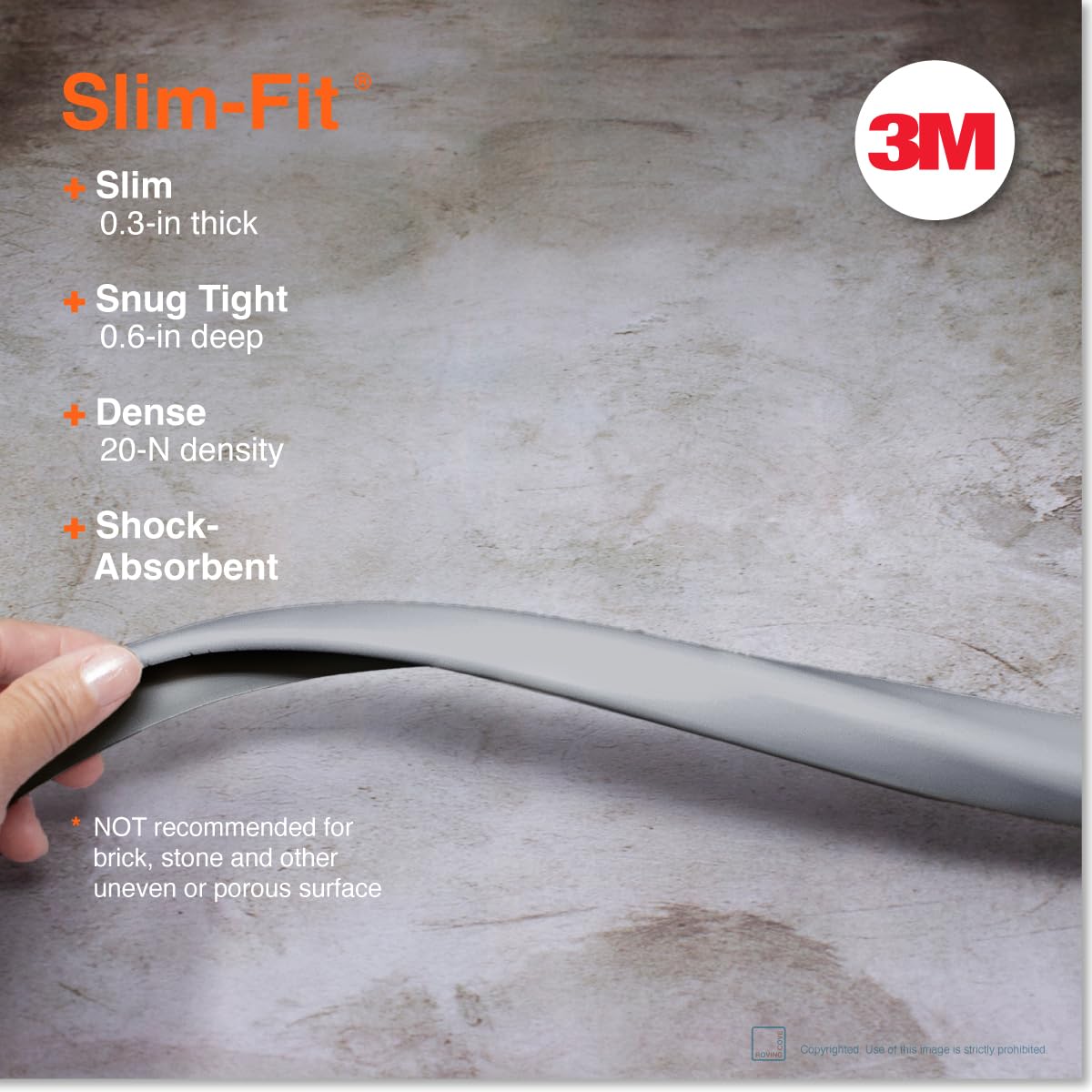 Roving Cove Slimfit Edge Protector for Baby Proofing (9ft Small Edges Only), Soft Rubber Foam Furniture Safety Bumper Guard, Desk Cushion, 3M Adhesive, Stone Grey