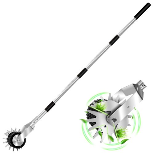 Wheel Rotary Manual Edger Lawn Tool, Grass Edge Trimmer, Sidewalk Lawn Edger Tool, Adjustable 3 Sections Stainless Steel Handle, Ergonomic, 56.5-Inch