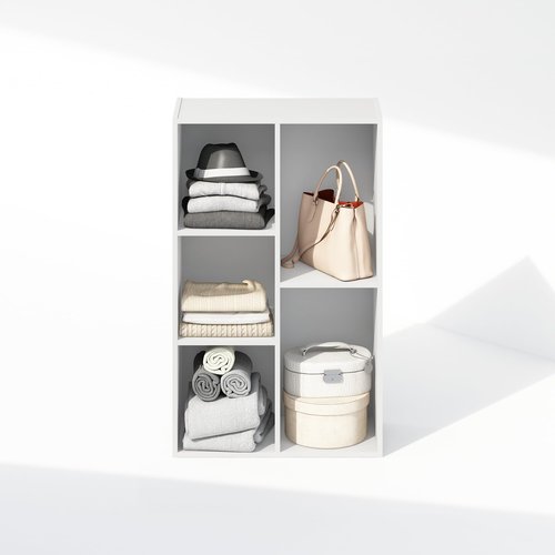 Furinno Reed 5-Cube Open Shelf Clothing & Closet Storage Organization, White