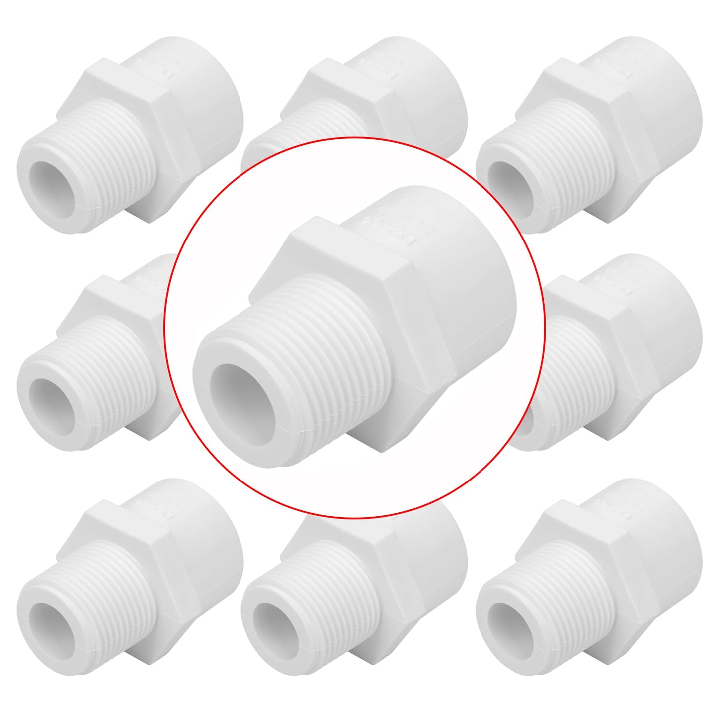 Lswteiz 10Pack 3/4" PVC Male Adapter Pipe Fittings (Socket x Male Pipe Thread) Furniture Grade SCH40 2-Way 3/4" PVC Coupling Pipe Connectors for Plumbing Water Line