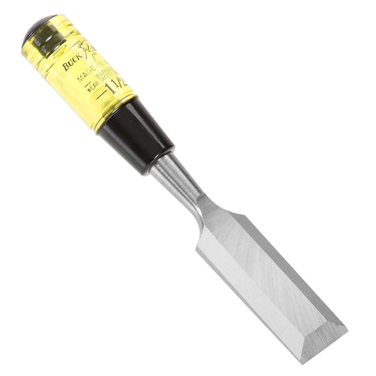 Buck Brothers 120108BC 1-1/2" Wood Chisel Made in USA, For Paring and Finishing Cuts in Carpentry and Woodworking, Tempered Tool Steel Blade, Mallet-Safe Handle