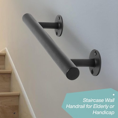 Purife 12'' Black Iron Gate Handles and Pulls Pack of 2, Garage Door Handles, Exterior Cabinet and Closet Gate Pulls