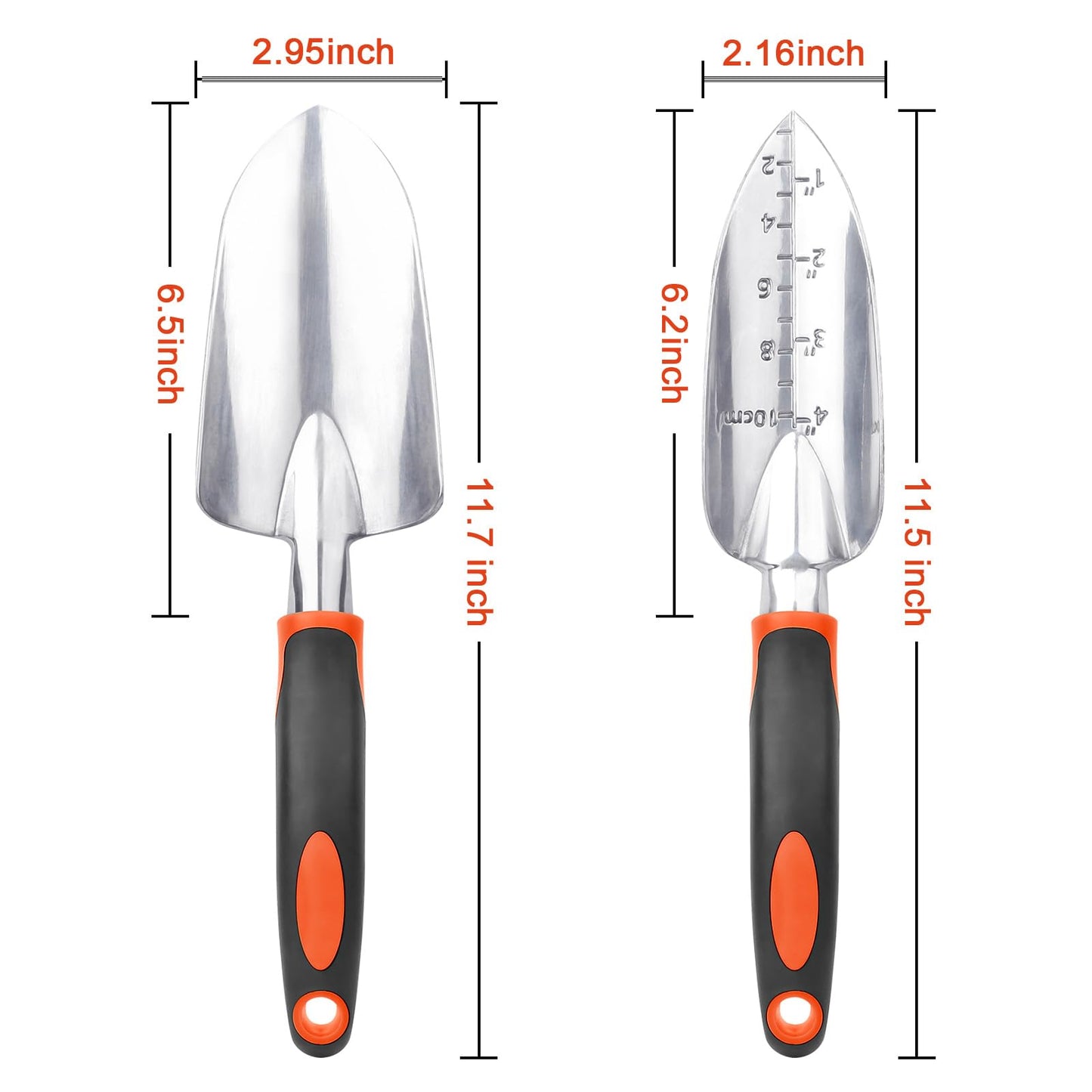 Garden Shovel Trowel Garden Tool Set, 2 Pack Heavy Duty Gardening Tools Set Include Wide Garden Trowel, Hand Shovel with Measurement Mark, Small Shovels for Gardening Digging Planting Transplanting