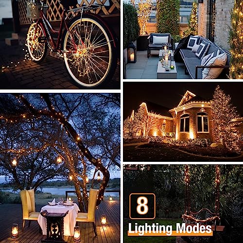 BTFarm 4 Pack Outdoor Solar String Lights 132FT Warm White 320LED Fairy Lights