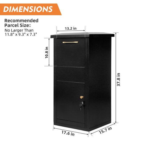 Package Delivery Boxes for Outside, 17.6" x 15.7" x 39", 2.7 ft3, Extra Large Steel Parcel Drop Box with Lock, Anti-Theft Package Box for Outside Deliveries, Package Mailbox for Porch, Home&Ofiice