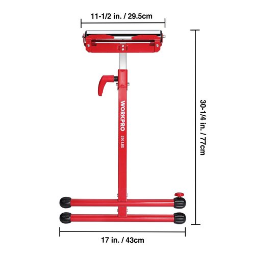 WORKPRO Folding Roller Stand Height Adjustable, Heavy Duty 250 LB Load Capacity, Outfeed Woodworking (Upgraded head)