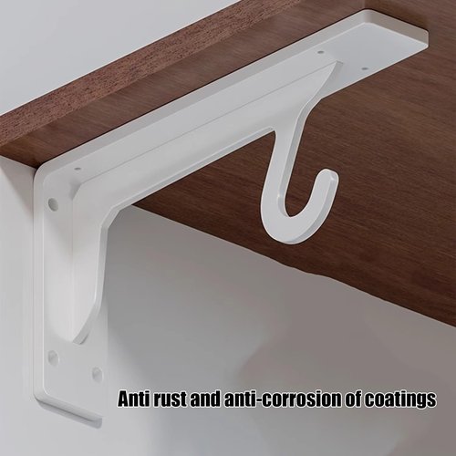Heavy Duty Closet Shelf and Rod Brackets,Wall Mounted Shelf Supports,Clothes Hanger Pole Support,Closet Shelves Bracket with Rod Shelving Support(White,388mm/15in)