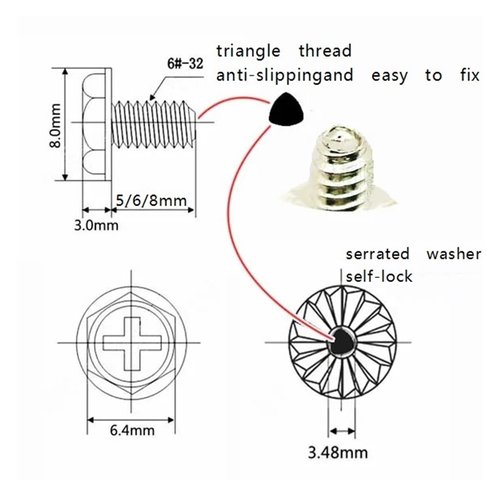25pcs Black Silver 6#-32x5/6/8mm PC Case Power Supply PSU Hard Drive Motherboard Phillips Head Mount Fix Screw DIY Computer B TREXCFGH(Silver,6-32x8mm)