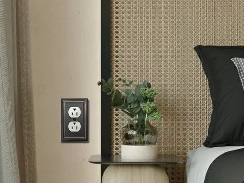 OKAWYC Single Duplex Outlet Light Switch Cover Adler Metal Wall Plate, 6-Pack Aged Bronze 1 Gang, for Receptacle Light Switch, Switch Cover Decorative Wallplate, Durable