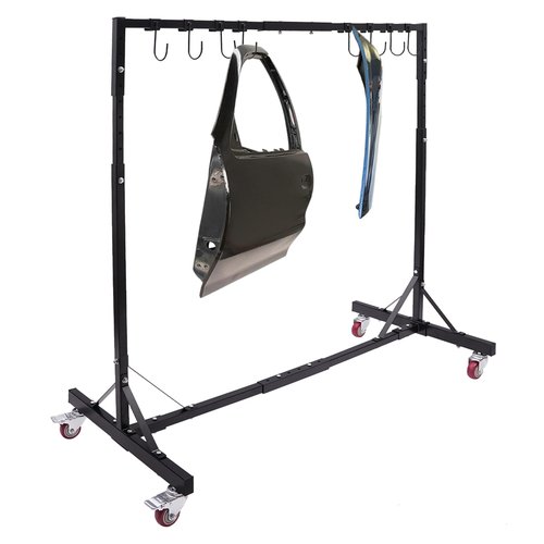 KUMOYOU Painting Hanger Rack, Adjustable Painting Stand, Automotive Painting Stand With 4 Universal Casters And 8 Hooks,Adjustable Height 5-7ft for Hang The Hood, Doors, Fenders, Tailgate