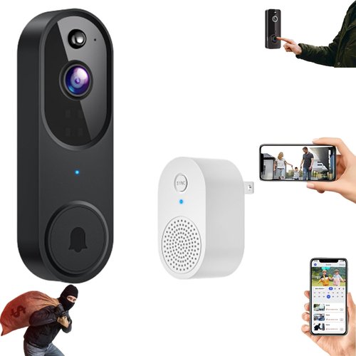 Safe Door Bell with Camera No Subscription, Safe Doorbell-The Smarter Way to Protect Your Home, Ai Human Detection, Live View, 2-Way Audio Included Chime, Monitor Indoors and Outdoors(T1/Beige)