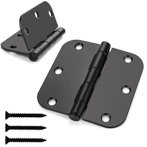 3 Pack Matte Black Door Hinges Black 3.5 x 3.5 Inch Interior Door Hinges 3 1/2 Inch Thicken with Round 5/8" Radius Corners, Hardware Door Hinge Replacement