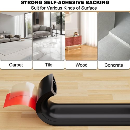 Kneelisa 6FT Side-Open Extension Cord Covers for Wires on Floor,Silicone Power Cable Protector Cord Hider Management Strip,Hide Electric Wire on Carpet,Chord Runner Protective Safety Wiremold,Black