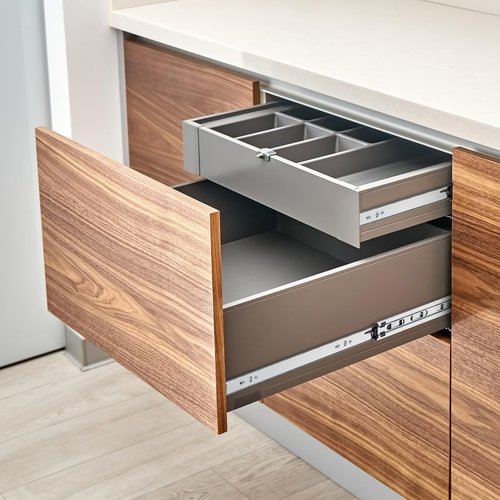 22 Inches Drawer Slides - 10 Pairs Soft Close Drawer Slides Heavy Duty Side Mount Ball Bearing Brushed Nickel Drawer Rails with Mounting Brackets, Silver