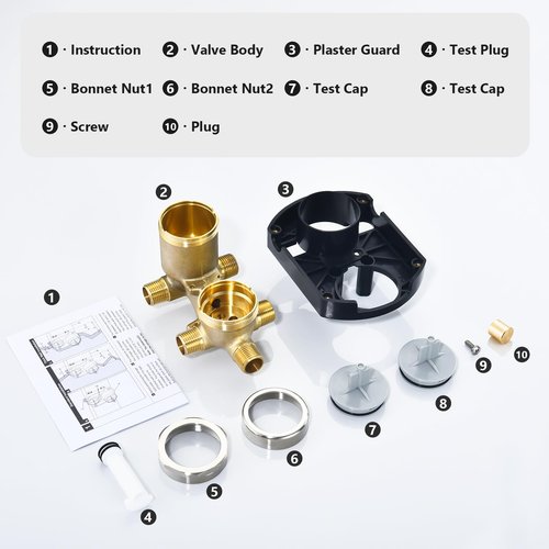 R22000 Integrated Shower and Diverter Valve, Compatible with D 3-Setting or 6-Setting Integrated Diverter Valve Trim kit, Brass Construction