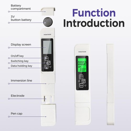 4 in 1 Digital Water Quality Tester, 2025 New Accurate TDS Meter, Portable EC Meter for Aquarium, Reliable Temperature Meter for Home Use (Whit)