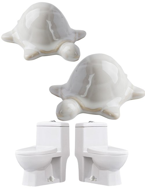 WANSHUNLMI White Sea Turtle Toilet Floor Bolt Caps, Ceramic Sea Turtle Toilet Bolt Covers, Cute Bathroom Decor, Fun Turtle Themed Gadgets (White Sea Turtle)