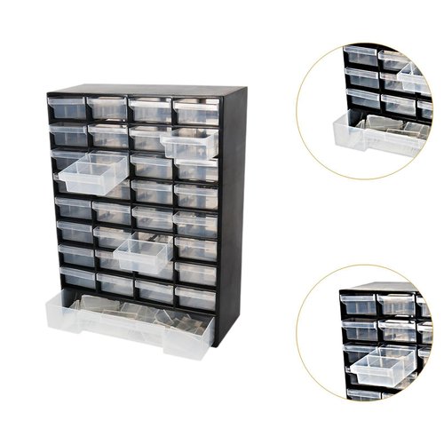 Drawer Storage Cabinet Organizer,Garage Organization with 33 Compartment Tool Box Container for Hardware Beads Parts Screws Scrapbook Crafts Beads Makeup (Black)