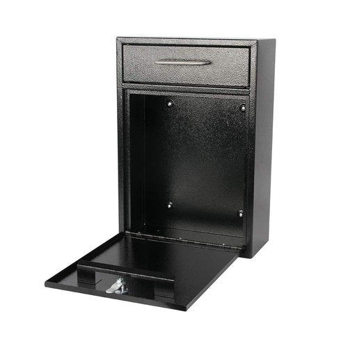 KYODOLED Steel Key Lock Mail Boxes Outdoor, Locking Wall Mount Mailbox, Security Lock Drop Box, Collection Boxes,16.2H x 11.22L x 4.72W Inches, Black X Large