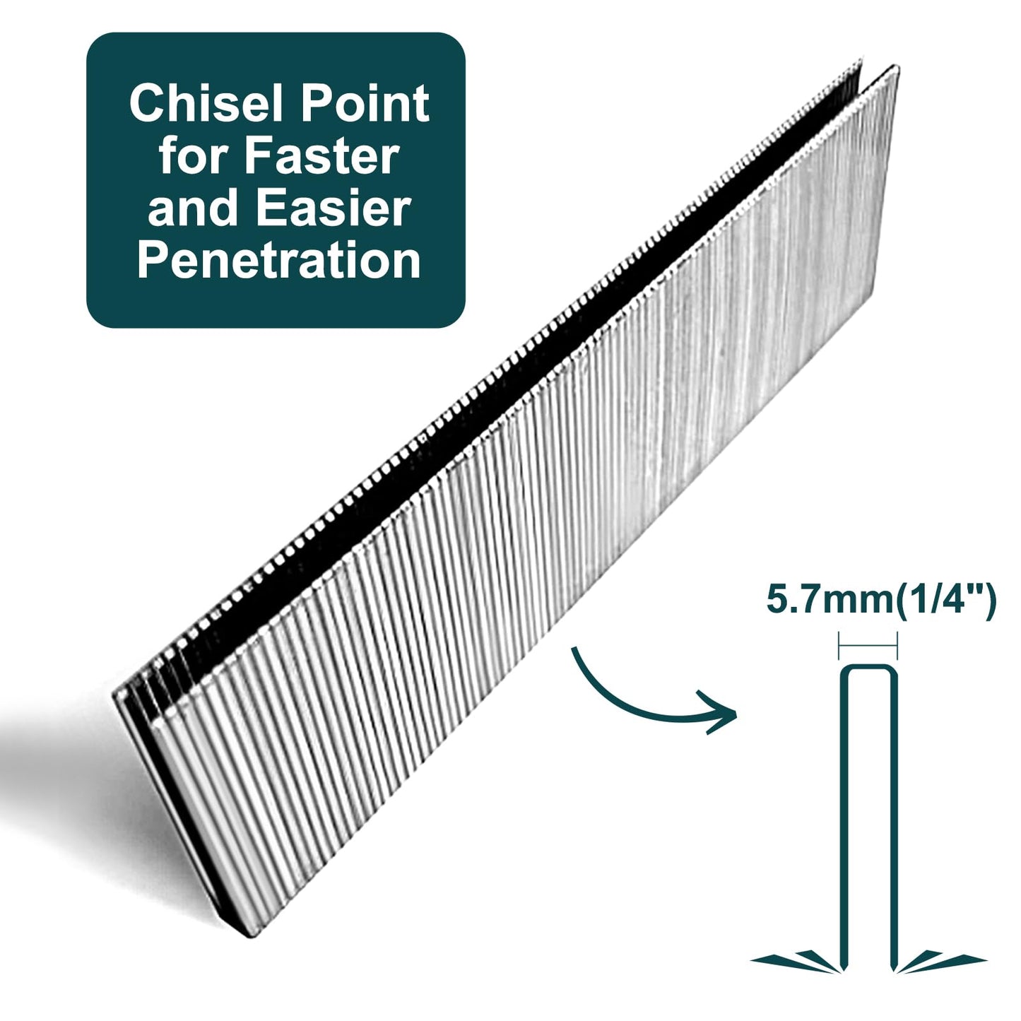 Toicann 18 Gauge Norrow 1/4" Crown Staples 304 Stainless Steel 18 GA Staples for Pneumatic, Electric Stapler (1"-1120 pcs)