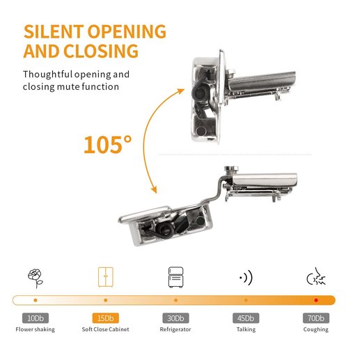 Chibery 2 Pack 1-1/4" 4D Overlay Soft Close Concealed Hinges for Face Frame Door, Control Closing Speed, Smooth Slow Self Close Hinges, Satin Nickel, 105° Open Angle Stainless Steel Cabinet Hinges