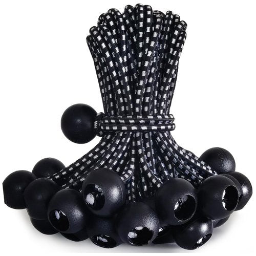 PerkHomy 30 PCS Ball Bungee Cord 6 Inch Heavy Duty Bungie Cord Balls for Tarp Tie Down Canopy Camping Tents Cargo Holding Wire Hoses Patio Umbrellas Awning (30pc Black&White)