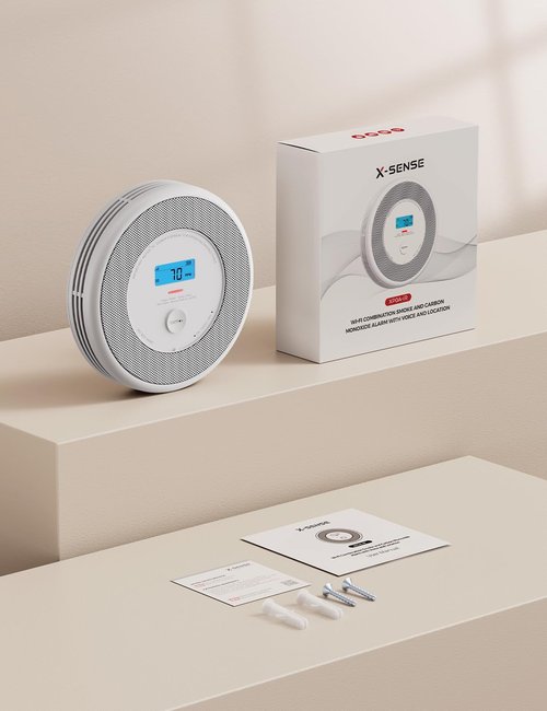 X-Sense Smart Smoke Detector and Carbon Monoxide Detector with Voice Location, Wi-Fi Smoke Detector Carbon Monoxide Detector Combo with Real-Time App Notifications, XP0A-iR, 1-Pack