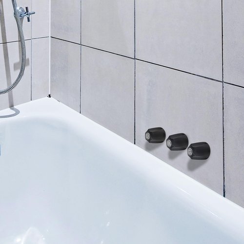 Tinoaly 3pcs Shower Knobs Replacement Kit, Matte Black Shower Knobs Include Base Connectors Screws Compatible with pfister Verve Bathtub Faucet Handle Remodel Trim Kit