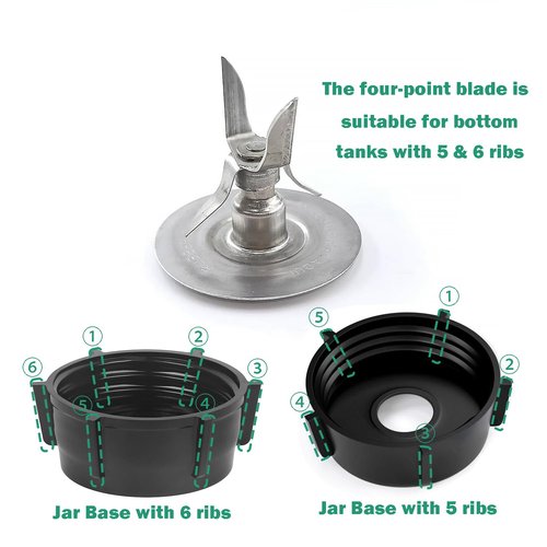 2 Pack for Oster Blender Replacement Parts Blender Ice Crusher Blade with 4 Rubber Sealing Gasket for Oster Osterizer 5-6 Cup Glass or Plastic Jars