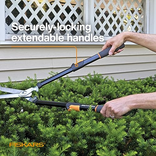 Fiskars 25-33 Inch Power-Lever Extendable Garden Hedge Shears with 10-Inch Blades