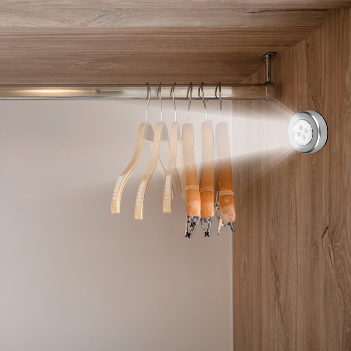 5Packs 4 Beads Tap Push Light, Under Cabinet Lights Touch Button Puck Stick On for Closet Counter Kitchen Cabinet RV(Blister Packs)