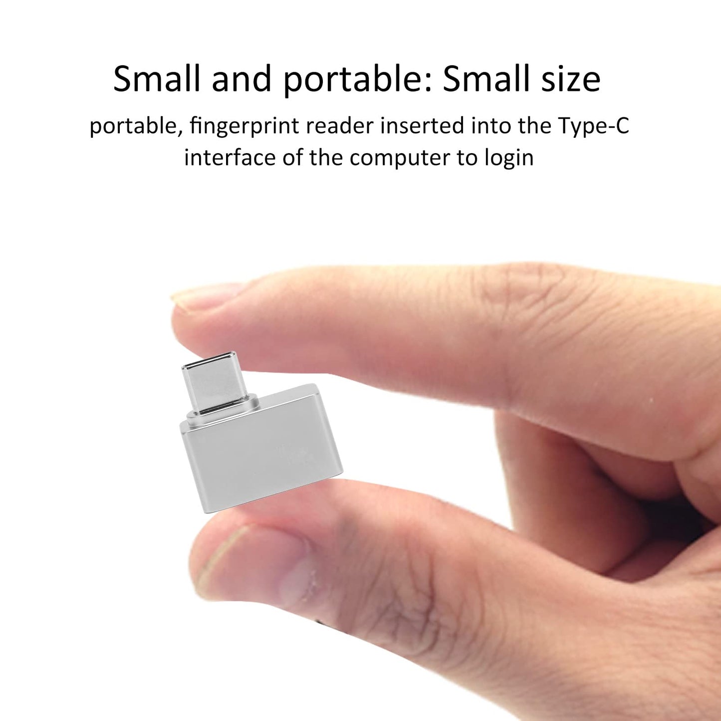 USB C Fingerprint Reader, 360° Detection Mini Fingerprint Scanner 0.5s Touch Speedy Matching Portable Biometric Scanner USB Security Key for Password and File Encryption