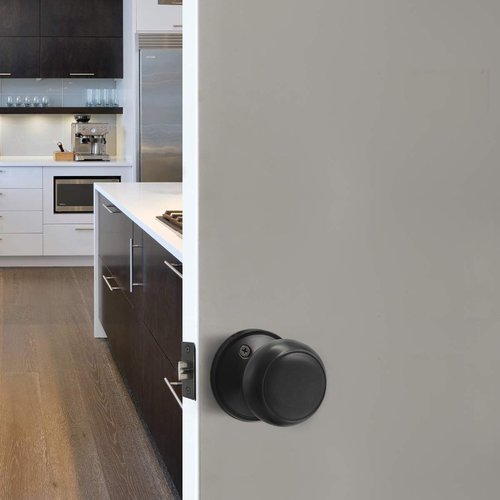 Probrico (6 Pack Round Passage Door Knob(Non-Locking Knobs), Keyless Doorknobs Interior/Exterior Door Lockset,Passage Knobs for Hallway/Closet,Black Finish Modern Design Door Hardware