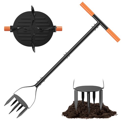 Luvenia Hand Tiller,Garden Tool with 8 Spikes 40" Non-Slip Rubber Grip,Claw Twist Tiller for Reseeding Grass,Cultivating, Soil Loosening, Aerating