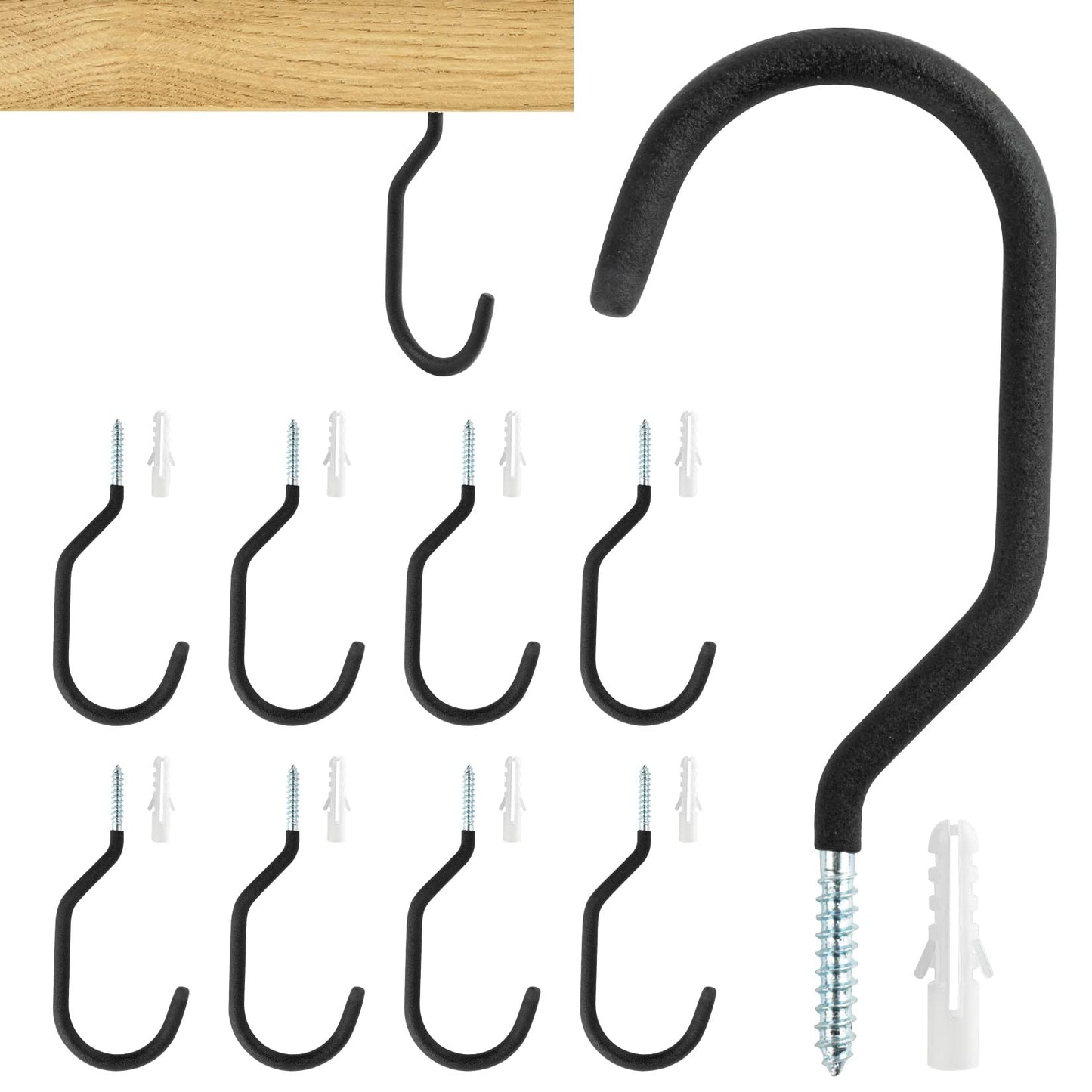 MAQIHAN 10 Heavy Duty Wall Mount Storage J Hooks - Bicycle & Ladder Hangers, Garden Yard Tools Organizer
