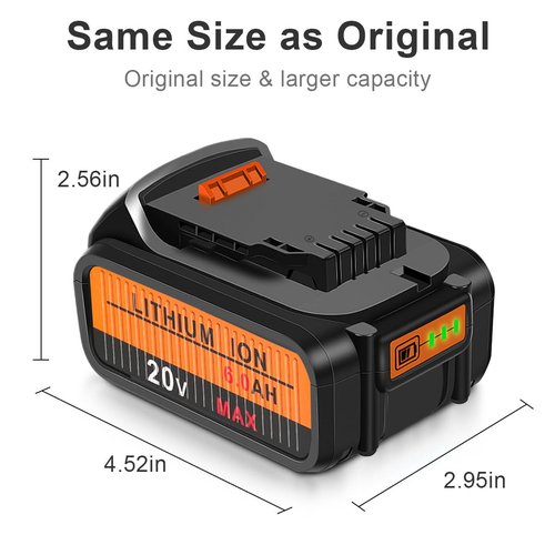 KOOMICY 20V Battery Replacement for Dewalt 20V Battery Max 4Packs 6000mAh DCB203 DCB200 DCB203 DCB204 Compatible with Dewalt DCD DCF DCG Line Series Cordless Power Tools