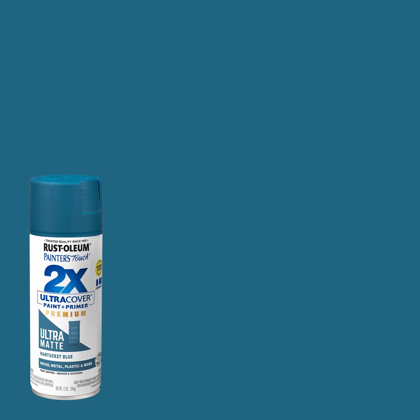 Rust-Oleum 331188-6PK Painter's Touch 2X Ultra Cover Spray Paint, 12 oz, Ultra Matte Nantucket Blue, 6 Pack