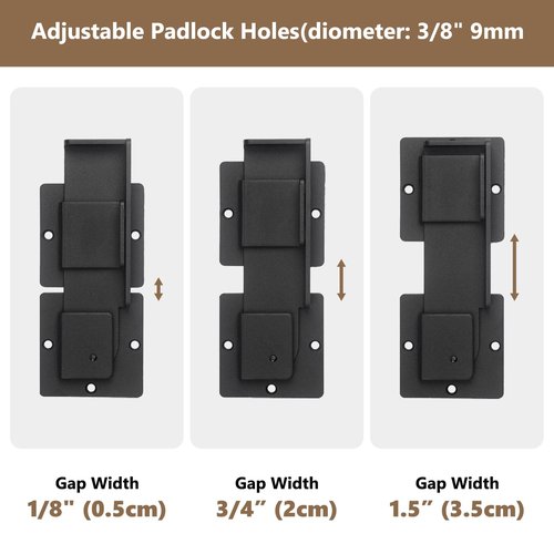 7.5" Gate Latch Lock with Padlock Hole for Outdoor Fence, Barn Door Lock, Gate Lock, Shed Door Latch, Heavy Duty Steel Adjustable Gate Latch for Wooden Fence Gate Hardware