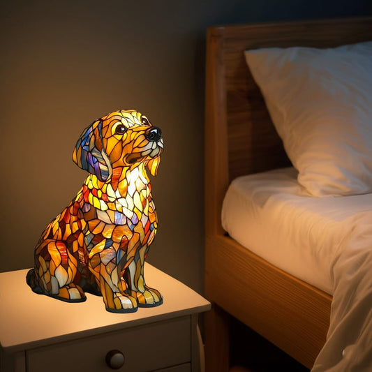 Retro Golden Retriever Table Lamp, Colorful 3D Animal Resin LED Night Light, Cute Pet Theme Decoration, Suitable for Bedroom, Living Room, Couple or Children's Gifts